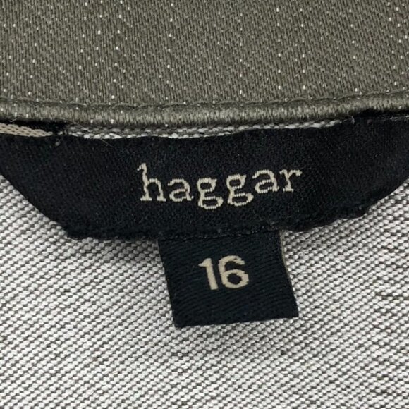 Haggar Moss Green Cotton Buttoned Jacket  w/floral embroidery sz 16 - Picture 3 of 10